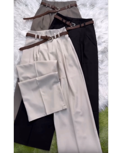 Pantalon palazzo chic avec ceinture